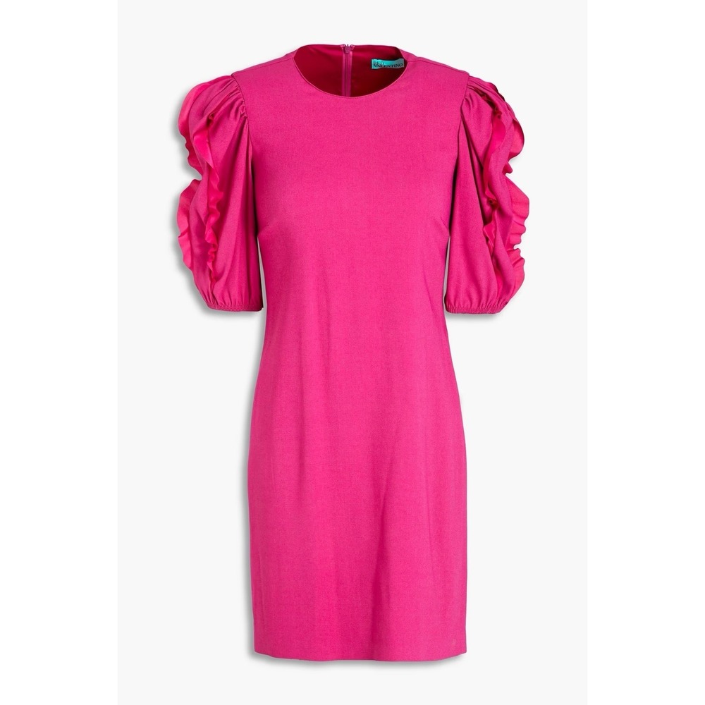 RED Valentino Mini Dress Size US 6 Pink Crepe Ruffle Sleeve Cutout Back NWT